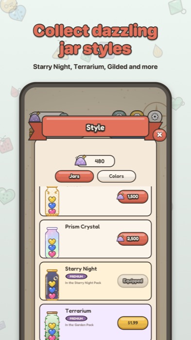 Curio Sort screenshot: The jar style shop