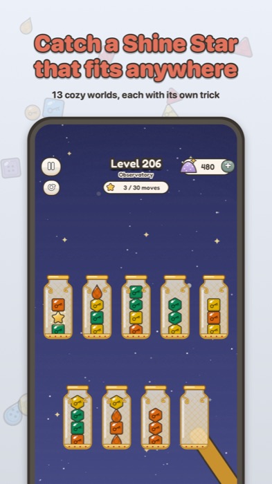 Curio Sort screenshot: A Shine Star in Gilded jars