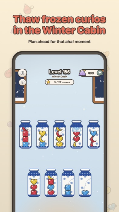 Curio Sort screenshot: Frozen curios in Blue Willow jars